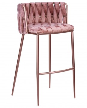 Стул барный DOBRIN EMMA ROSE GOLD, розовый велюр (VF-10) в Новоуральске - novouralsk.ok-mebel.com | фото