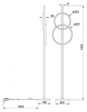 Торшер Arte Lamp Fluido A3913PN-24BK в Новоуральске - novouralsk.ok-mebel.com | фото 2