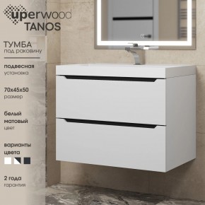 Тумба под раковину Uperwood Tanos 70 см, подвесная, белая/графит в Новоуральске - novouralsk.ok-mebel.com | фото 3