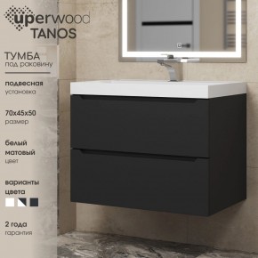 Тумба под раковину Uperwood Tanos 70 см, подвесная, черная матовая в Новоуральске - novouralsk.ok-mebel.com | фото 3