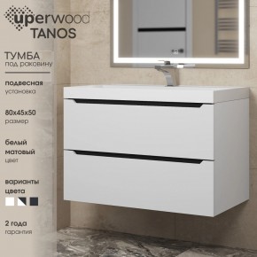 Тумба под раковину Uperwood Tanos 80 см, подвесная, белая/графит в Новоуральске - novouralsk.ok-mebel.com | фото 3