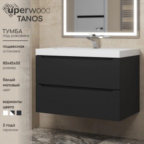 Тумба под раковину Uperwood Tanos 80 см, подвесная, черная матовая в Новоуральске - novouralsk.ok-mebel.com | фото 3