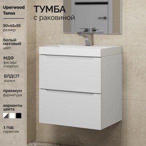 Тумба с раковиной Uperwood Tanos 50 см, подвесная, белая матовая в Новоуральске - novouralsk.ok-mebel.com | фото 5